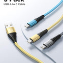 USB C Cable 10FT 3Pack Fast Charging Nylon Braided Long Type C Charger Cable for Samsung Galaxy S24 S23 S22 S21 S10 S9 S8 A02s A03s A11 A12 A13 A14 A21 A22 A32 A42 A53, Tablet, LG, Moto, TCL