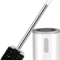 Compact Toilet Brush & Holder, Stainless Steel Handle, Space Saving for Storage, Deep Cleaning, Drip-Proof, Easy to Assemble, Nylon Bristles, White & Grey