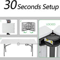 6FT Picnic Table Folding Table Camping Table Plastic Table Fold Up Table Lock for Party Event,White