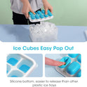 DOQAUS Ice Cube Tray with Lid and Bin - 4 Pack Silicone Ice Cube Trays for Freezer, Stackable Ice Bucket Kits with Storage Container & Scoop for Kitchen, RV, Cocktail, Coffee