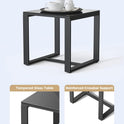 3 Pieces Outdoor Patio Furniture Set Rocking Bistro Set Outdoor Rattan Conversation with Coffee Table for Garden Balcony Backyard Poolside (Grey Cushion)