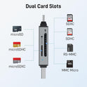 acer SD Card Reader USB C, Dual Slots USB 3.0 Type C to Micro SD Card Adapter, Memory Card Reader for MicroSD, SDHC, SDXC, Compatible with Laptop, PC, iPhone16/15, MacBook Pro/Air, iPad Pro, Android