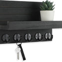 Wall Key Holder with Shelf, Hooks for Bags & Coats, Paulownia Wood, 9.8 x 6.7 x 4.2
