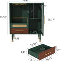 ARTPOWER Modern Coffee Bar Cabinet with Wine Glass Rack and Drawers, Green Liquor Cabinet with Pull-Out Wine Storage for Kitchen, Dining Room, Living Room