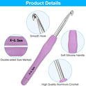 Crochet Hooks 12 Sizes Crochet Hook Set, 51 Pack Yarn Crochet Kit for Beginners, Knitting Needles with Ergonomic Handles for Arthritic Hands, Crochet Needle Kit with Blue Case for Crocheters