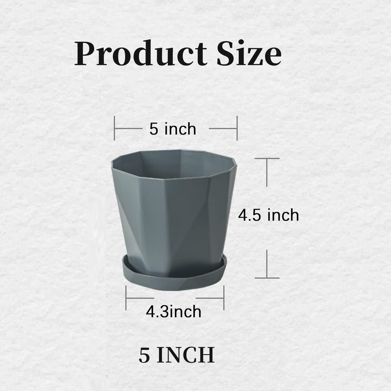 InmeRun Plant Pots Indoor Plastic Flower Pots Outdoor 5 inch Set of 6 Pack with Drainage Holes and Saucers for Garden Pots (5 in 6 pcs)