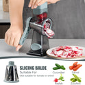 KEOUKE Rotary Cheese Grater Hand Crank Transparent - Shredder Slicer Grinder 3 Stainless Steel Blades, Stable Suction, Labor-Saving Handle, Safe Kitchen Tool for Cheese, Vegetable, Nuts, Chocolate