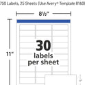 Avery Easy Peel Printable Address Labels with Sure Feed, 1" x 2-5/8" Customizable Stickers, White, 750 Blank Mailing Labels, Great for Mailing, Shipping, and More (8160)