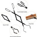 Heavy Duty 32” Long Fireplace Fire Pit Campfire Poker Stick and 26” Fireplace Tongs Tool Sets, Log Grabber, Rust Resistant Black Finish Camping Fireplace Tools for Indoor/Outdoor