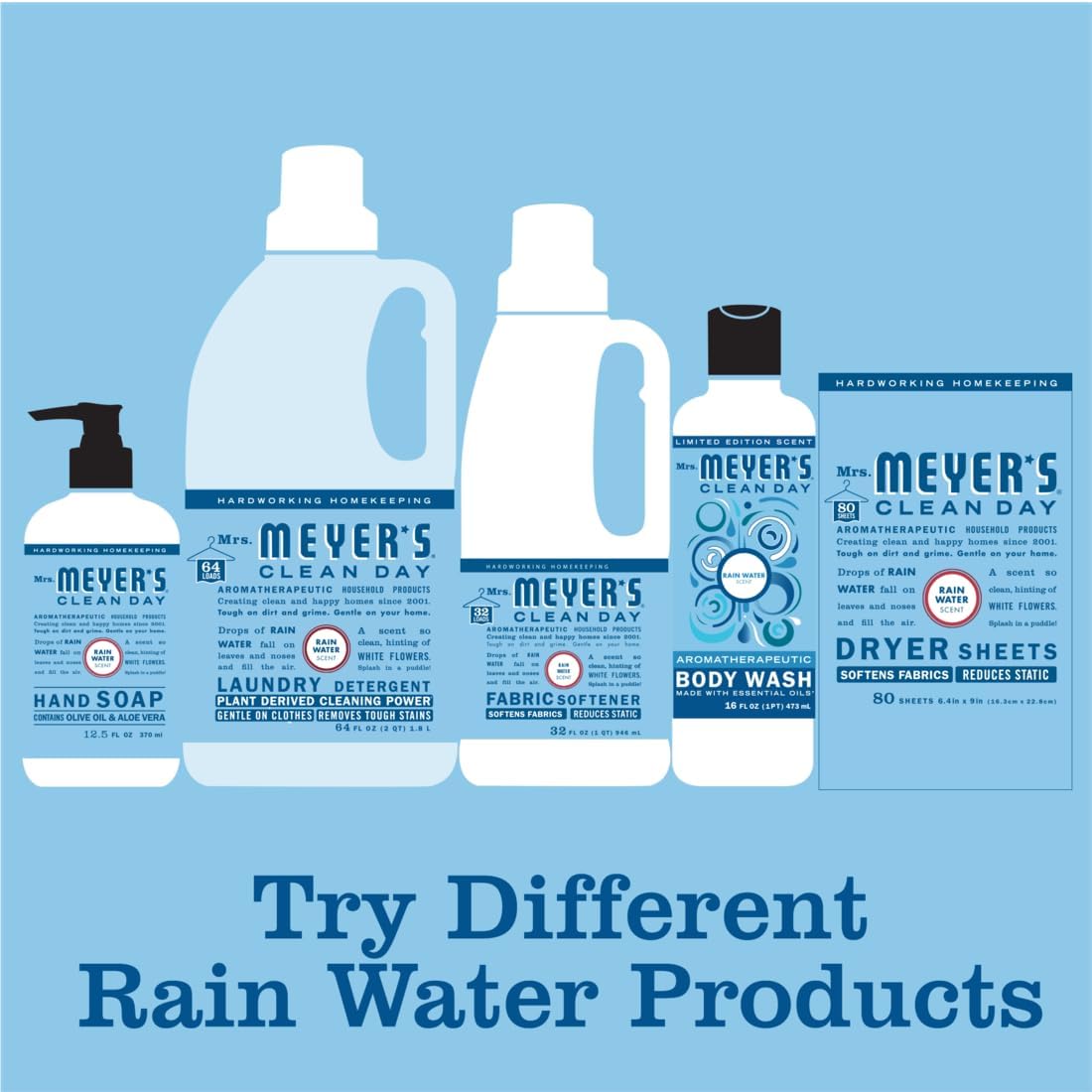 MRS. MEYER'S CLEAN DAY Multi-Surfaace Everyday Cleaner, Rain Water Scent, 16 Ounce Bottle