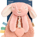 Itzy Ritzy - Itzy Lovey Including Teether - Baby Lovey with Teether, Textured Ribbons & Dangle Arms - Features Crinkle Sound, Sherpa Fabric and Minky Plush (Pink Bunny)