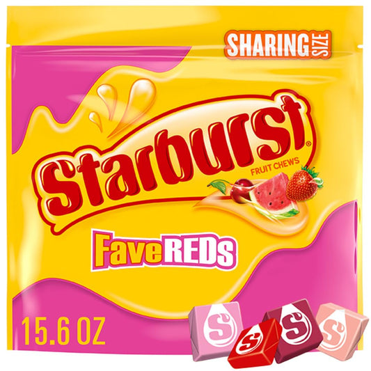 STARBURST FaveREDS Fruit Chews Candy, Chewy Candy, 15.6 oz Sharing Size Bag