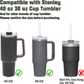 Replacement Straw Compatible with Stanley 40 oz 30 oz Cup Tumbler, 6 Pack Reusable Straw with Cleaning Brush, Plastic, Clear