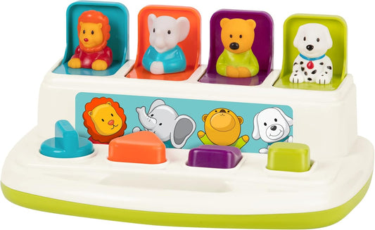 Battat – Cause-and-Effect Toy – Developmental Toy With Buttons & Colors – Color Sorting Animal Toys – For Kids, Toddlers, Babies – 18+ Months – Pop – Up Pals
