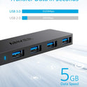 Anker USB Hub 4 Ports, Multiple USB 3.0 Hub, USB Splitter for Laptop, Extender for A Port Laptop, PC, Desktop and More [Charging Not Supported](2ft USB-A)