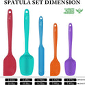 HOTEC Heat Resistant 600℉ Food Grade Silicone Rubber Spatula Set for Baking, Cooking, and Mixing Non Stick Dishwasher Safe BPA-Free Multicolor Set of 5