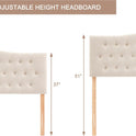 Tufted Upholstered Headboard Queen Size, Sturdy and Durable Solid Wood Bed headboard, Fabric Headboard Adjustable Height from 37” to 51”, Modern Button Diamond Design Head Board, Beige