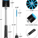 2-in-1 Bottle Brush with Straw Brush, Long Handle Water Bottle Scrubbing Brush, Built for Cleaning Sport Bottles, Baby Bottles, Water Bottles, Coffee Mugs, Wine Decanters, Flask, 1 Pack
