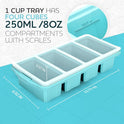 Silicone Freezer Tray With Lid - Soup Freezer Container molds - Large Ice Cube Tray- makes 8 perfect 1 cup portions cubes, 2-Pack Freezer Storage Food Soups & Meal Prep - Oven & Dishwasher -Safe