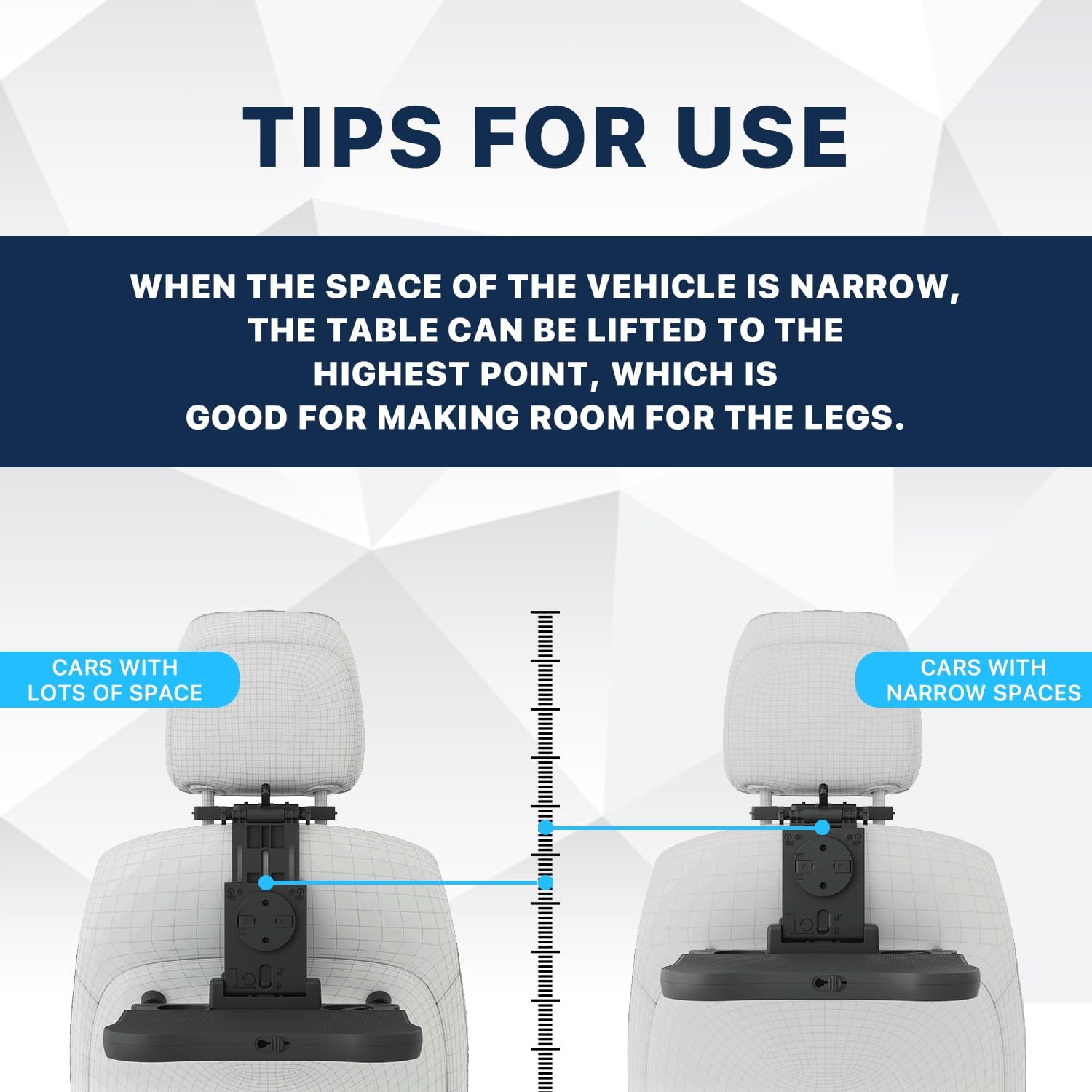 Car Back Seat Tray Table, Stable Foldable Auto Backseat Food Trays Desk for Rear Passenger Road Trip Eating & Work, Multifunctional Adjustable Travel Tray with Phone Drink Holder for Laptop iPad