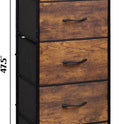 WLIVE Fabric Dresser for Bedroom, 5-Drawer Tall Dressers, Storage Organizer with Fabric Bins, Wood Top, Sturdy Steel Frame, Chest of Drawers for Closet, Hallway, Rustic Brown Wood Grain Print