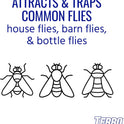 TERRO T380 Outdoor Reusable Fly Magnet Fly Trap - Poison Free Fly Killer and Trap with Bait