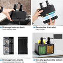 Kitchen Soap Dispenser Set, with Hand and Dish Soap, Sponge Caddy and Brush Holder 4-in-1 Kitchen Dual Soap Dispenser Set for Kitchen Sink, Bathroom - Black