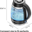 Chefman Electric Kettle, 1.8L 1500W, Hot Water Boiler, Removable Lid for Easy Cleaning, Auto Shut Off, Boil-Dry Protection, Stainless Steel Filter, BPA Free, Borosilicate Glass Electric Tea Kettle