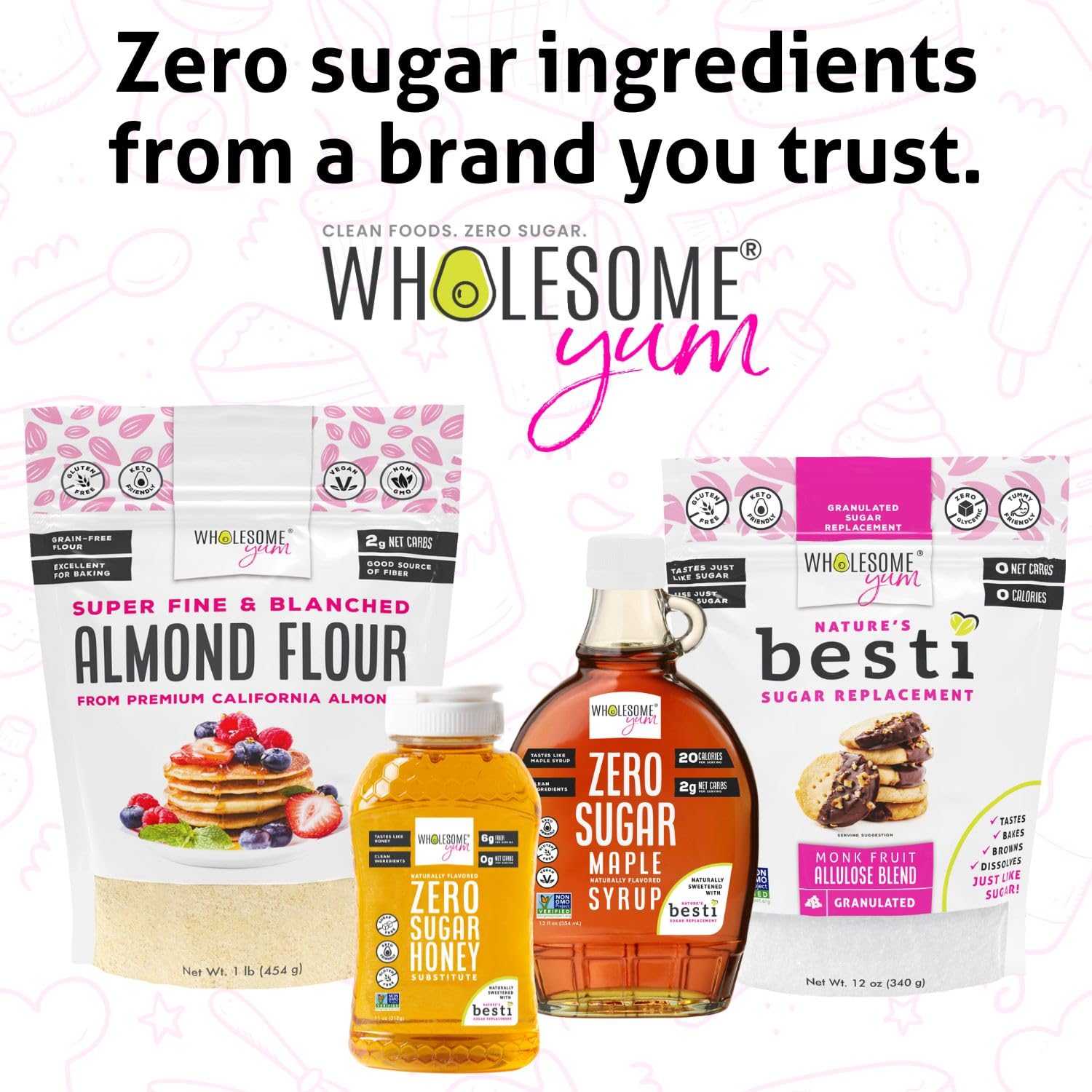 Wholesome Yum Premium Fine Blanched Almond Flour For Baking & More (16 oz / 1 lb) - Low Carb, Gluten Free, Non GMO, Keto Friendly Flour Substitute With Ground Almonds