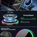 MOKPR for Magsafe Car Mount Charger-15W Wireless Car Charger-Magnetic Car Phone Holder for Dash Air Vent-LED RGB HandsFree Car Mount Fast Car Charger for iPhone 14/13/12 Series
