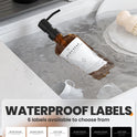 Kitchen Soap Dispenser Set - 16OZ Amber Glass Bottle, Stainless Steel Pump, Instant Dry Tray, Waterproof Labels, Non-Slip Silicone Pad, and Dish Brush | Upgrade for Your Kitchen and Bathroom