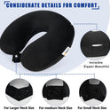 SAIREIDER Travel Pillow 100% Pure Memory Foam Travel Neck Pillow, Airplane Pillow for Traveling、Car、Home、Office，Washable Cover（Black）