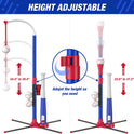 3-in-1 Baseball Set for Kids 3-5 - Tee Ball Stand, Hanging Tee, Ball Launcher and 6 Softballs - Adjustable Height, Indoor/Outdoor Sport Gifts for Boys Girls, Blue