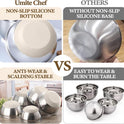 Umite Chef Mixing Bowls with Airtight Lids Set, 8PCS Stainless Steel Khaki Nesting Bowls with Grater Attachments, Kitchen Bowls with Non-Slip Bottoms, Size 5, 4, 3.5, 2, 1.5QT for Mixing & Serving