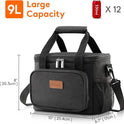 Lifewit Medium Lunch Bag Insulated Lunch Box Soft Cooler Cooling Tote for Adult Men Women, Black 12-Can (9L)