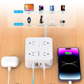 Surge Protector Power Strip - HANYCONY 8 Outlets 4 USB (2 USB C) Charging Ports, Multi Plug Outlet Extender, 5Ft Braided Extension Cord, Flat Plug Wall Mount Desk Charging Station for Home Office ETL