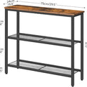 HOOBRO 29.5" Narrow Console Table, 3-Tier Entryway Table, Thin Sofa Table with Shelves, Side Table, Display Table, for Hallway, Entrance, Living Room, Bedroom, Rustic Brown and Black BF73XG01