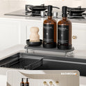 Kitchen Soap Dispenser Set - 16OZ Amber Glass Bottle, Stainless Steel Pump, Instant Dry Tray, Waterproof Labels, Non-Slip Silicone Pad, and Dish Brush | Upgrade for Your Kitchen and Bathroom