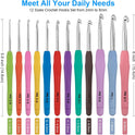 Crochet Hooks 12 Sizes Crochet Hook Set, 51 Pack Yarn Crochet Kit for Beginners, Knitting Needles with Ergonomic Handles for Arthritic Hands, Crochet Needle Kit with Blue Case for Crocheters