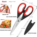 iBayam Kitchen Scissors All Purpose Heavy Duty, Kitchen Utensils Set, Stainless Steel Cooking Utensils Gadgets, Meat Poultry Food Shears Dishwasher Safe Utility Tools Home Gift, with Protective Sheath