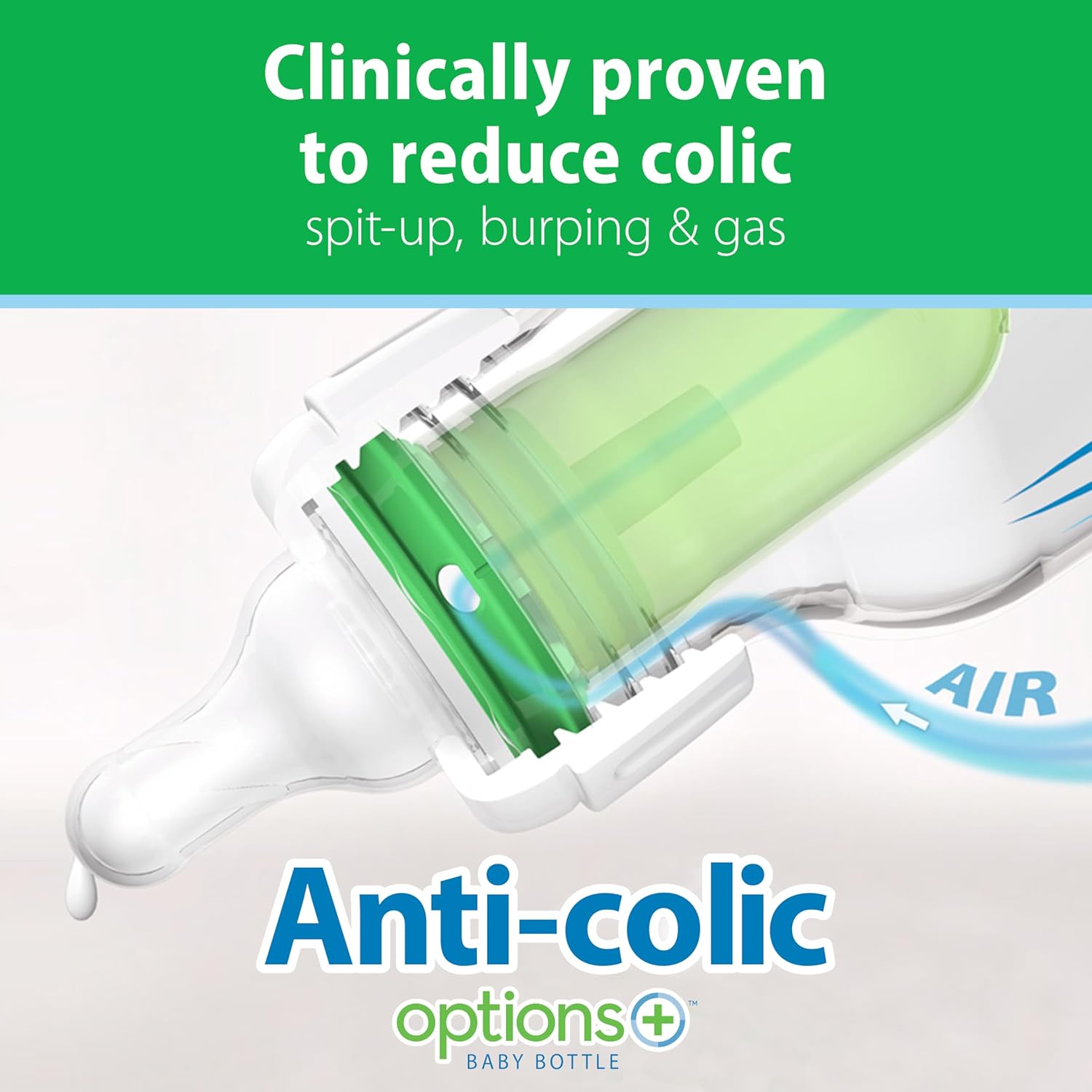 Dr. Brown's Natural Flow Anti-Colic Options+ Narrow Glass Baby Bottle 8 oz/250 mL, with Level 1 Slow Flow Nipple, 4 Pack, 0m+