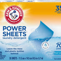 ARM & HAMMER Power Sheets Laundry Detergent, Fresh Breeze Scent, No Mess, Lightweight and Travel-Friendly, 35 Count, Up to 70 Small Loads