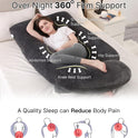 ALLOPERA Pregnancy Pillow, Full Body 57 Inch Maternity Pillow with Removable Washable Cover - Sleep Support for Legs, Back, Neck, Shoulder, HIPS, Belly for Pregnent Women, Black Grey Velvet Cover