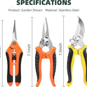 3 Pack Garden Pruning Shears, Stainless Steel Shears, Gardening Shears, Scissors, Garden Clippers, Pruning Snips, Pruning Shears for Gardening Tools
