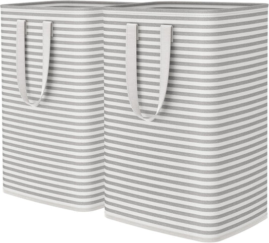 Lifewit 2 Pack Laundry Hamper Large Collapsible Laundry Baskets, Freestanding Waterproof Clothes Hamper with Easy Carry Handles in Laundry Room Bedroom Bathroom College Dorm for Adults, Grey, 2 x 80L