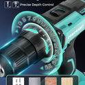 COMOWARE 20V Cordless Drill, Electric Power Drill Set with 1 Battery & Charger, 3/8” Keyless Chuck, 2 Variable Speed, 266 In-lb Torque, 25+1 Position and 34pcs Drill/Driver Bits
