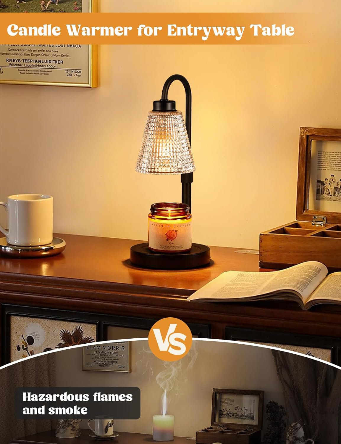Candle Warmer Lamp with Timer, Dimmable Candle Warmer for Jar Candles, Height Adjustable Wax Melts Warmer, Birthday Gifts for Women Mom, House Warming Gifts New Home Decor
