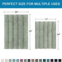 H.VERSAILTEX Sage Bathroom Rugs, Bath Mat Set of 2 Extra Thick Chenille Striped Pattern Shaggy Bath Rugs for Bath Room, Non Skid Bath Mats for Bathroom Floor (32 x 20 Plus 24 x 17 - Inches)