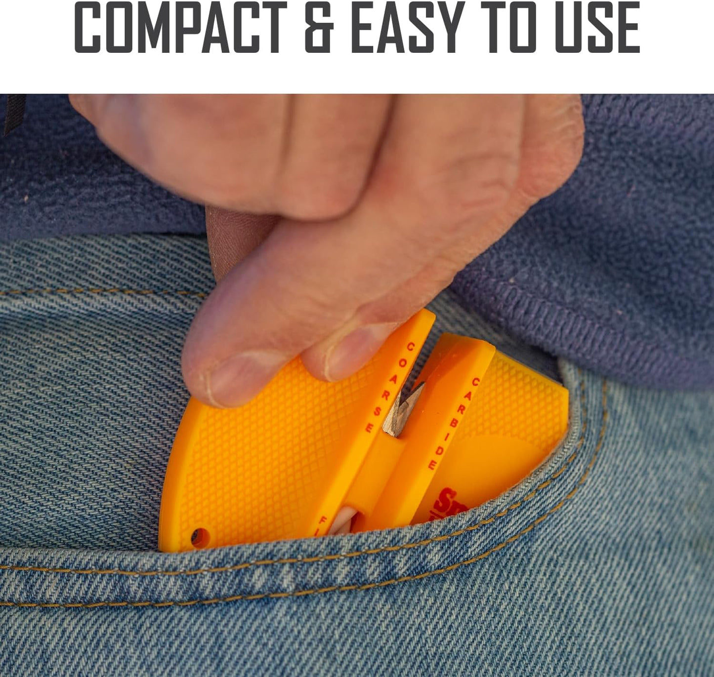 Smith's CCKS 2-Step Knife Sharpener - Yellow - 2-Step Preset Coarse & Fine Slots - Outdoor Handheld Knife Sharpener - Fishing, Hunting, Fillet, Pocket Knives - Compact Plastic Portable Keychain Tool