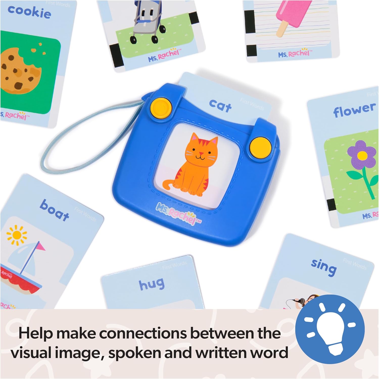 Ms. Rachel Official First Words Talking Flash Cards with Electronic Reader, 100 Words, Educational Toys & Toddler Toys for Girls & Boys Ages 1-2+